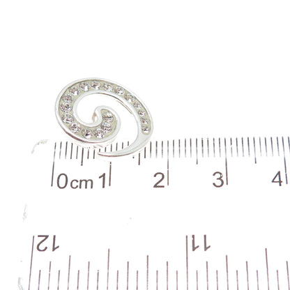 925 Sterling Silver Round-Cut Rhinestone Spiral Minimalist Charm Pendant