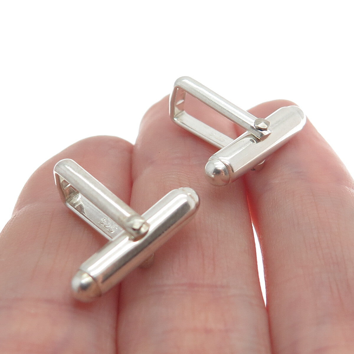 Old Stock 925 Sterling Silver Vintage SET of 8 Pair Round Bullet Cufflink Backs