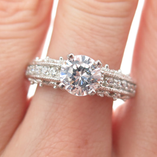 925 Sterling Silver Round-Cut C Z Engagement Ring Size 9.25