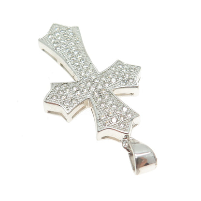 925 Sterling Silver Round-Cut Shaped C Z Cross Pendant