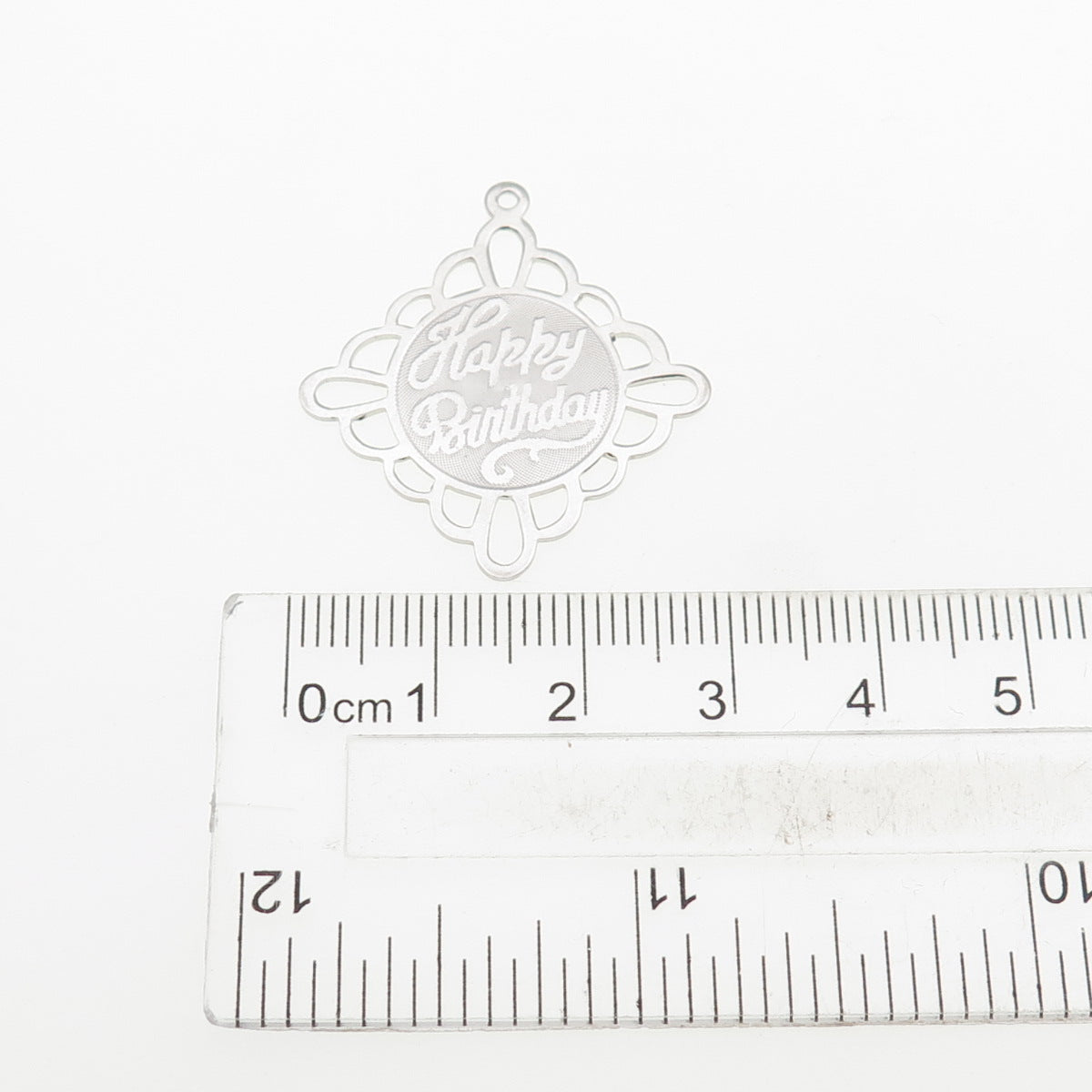 CROWN 925 Sterling Silver Vintage Happy Birthday Charm Pendant