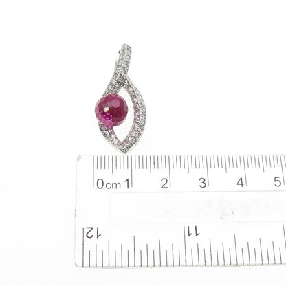 925 Sterling Silver Lab-Created Pink Sapphire & C Z Infinity Slide Pendant