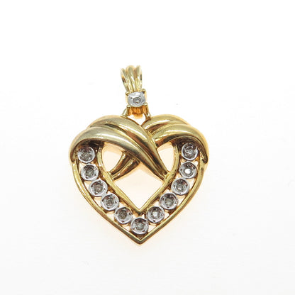 925 Sterling Silver Gold Plated Real Round Diamond "Love Always" Heart Pendant