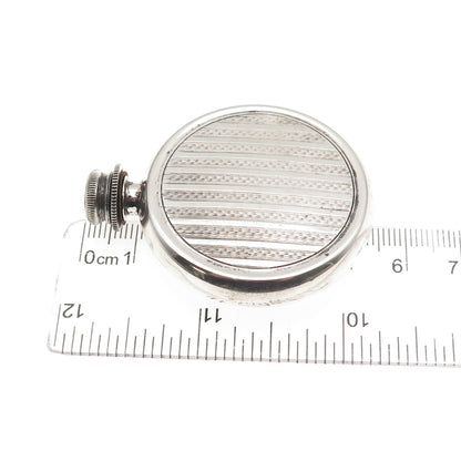 900 Silver Antique Art Deco Oxidized Round Perfume Bottle