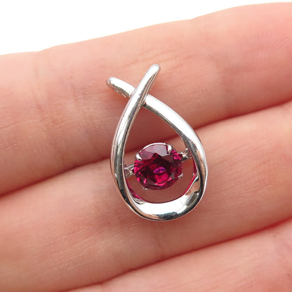 SAI 925 Sterling Silver Round-Cut Lab-Created Ruby Mini Slide Charm Pendant