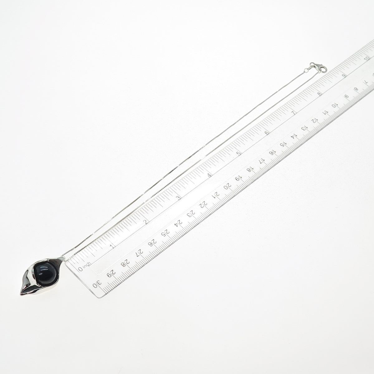 HAGIT GORALI 925 Sterling Vintage Israel Real Black Onyx Box Chain Necklace 18"