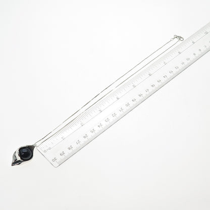 HAGIT GORALI 925 Sterling Vintage Israel Real Black Onyx Box Chain Necklace 18"