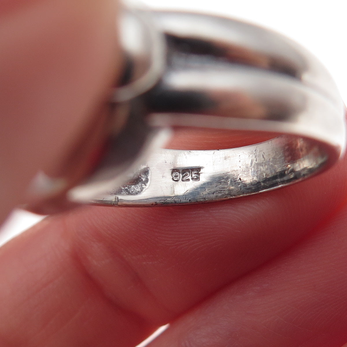 925 Sterling Silver Real Cat's Eye Modernist Oxidized Ring Size 10