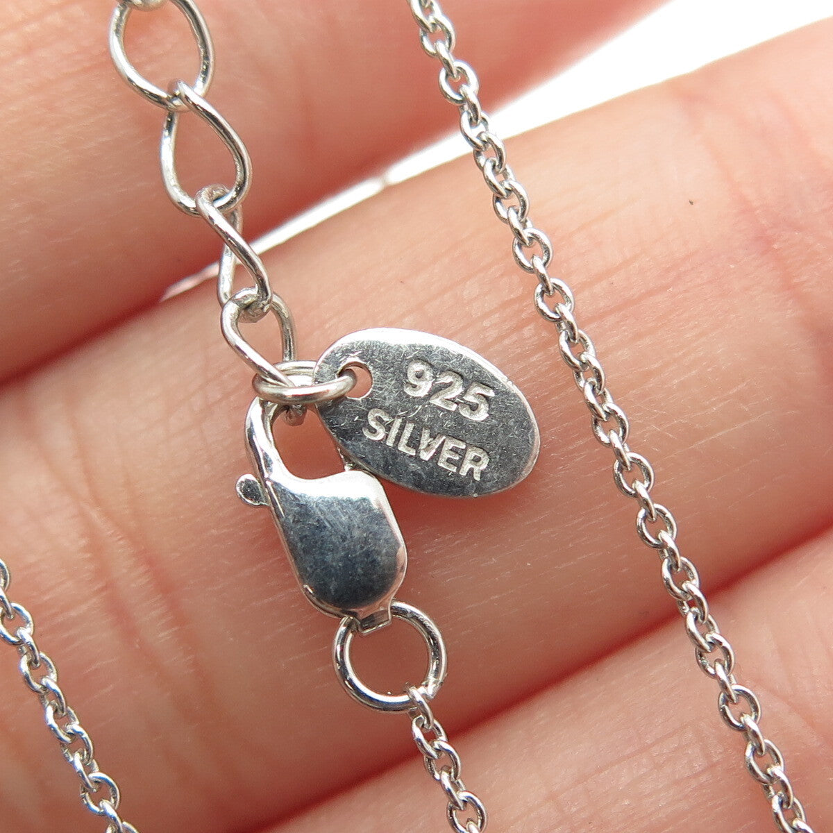 925 Sterling Silver White & Black C Z Seahorse Pendant Rolo Chain Necklace 18"