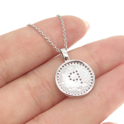 925 Sterling Silver Italy Round-Cut C Z Letter "P" Cable Chain Necklace 16"