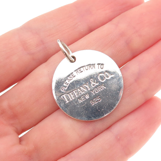 Tiffany & Co. 925 Sterling Silver Vintage Return to Tiffany Round Charm Pendant