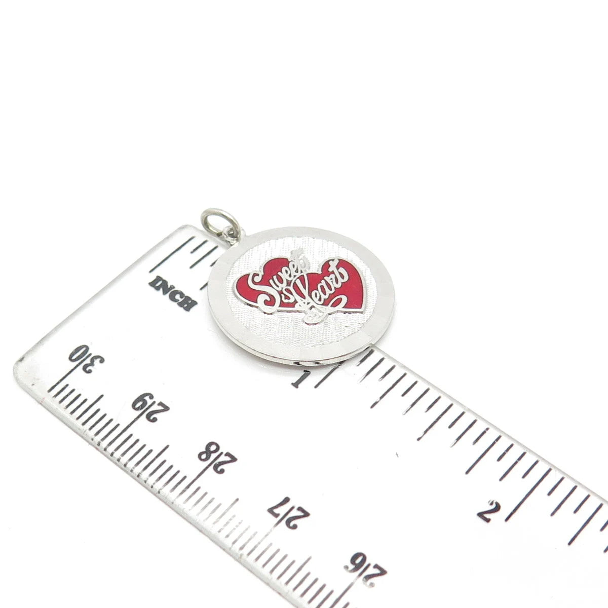 925 Sterling Silver Vintage Griffith & Sons Co Enamel Sweet Heart Charm Pendant