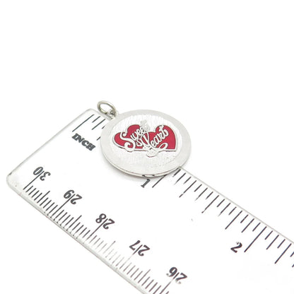 925 Sterling Silver Vintage Griffith & Sons Co Enamel Sweet Heart Charm Pendant