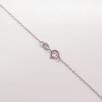 925 Sterling Silver SUN Real White Diamond Mom & Baby Heart Chain Necklace 15"