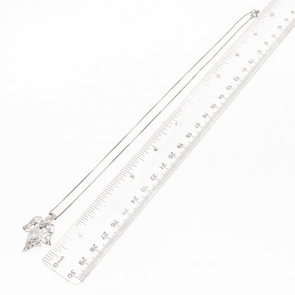 925 Sterling Silver Real Round-Cut Diamond Angel Box Chain Necklace 18"