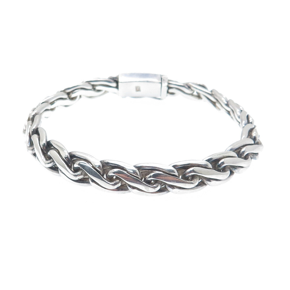 925 Sterling Silver Vintage Braided Link Bracelet 7"