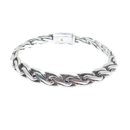 925 Sterling Silver Vintage Braided Link Bracelet 7"