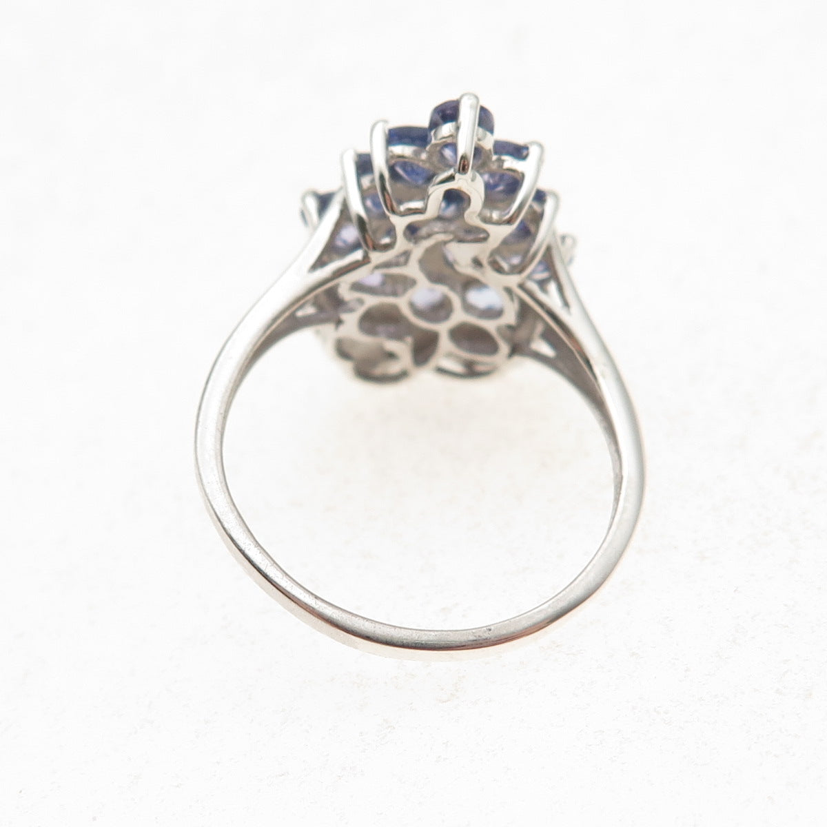 Chuck Clemency 925 Sterling Silver Real Tanzanite & White Topaz Ring Size 8