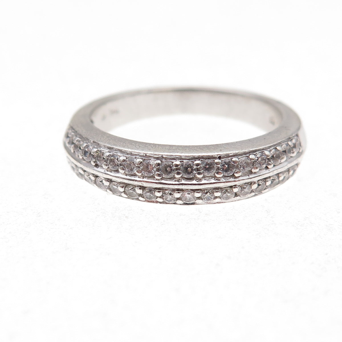 925 Sterling Silver Round-Cut C Z Half Eternity Band Ring Size 7