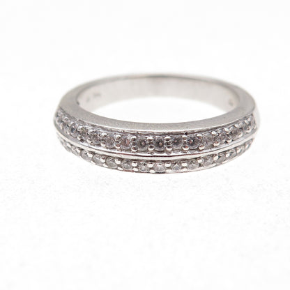 925 Sterling Silver Round-Cut C Z Half Eternity Band Ring Size 7