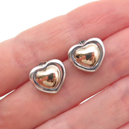 Ross Simons 925 Sterling Silver 18K Gold Vintage Heart Stud Earrings
