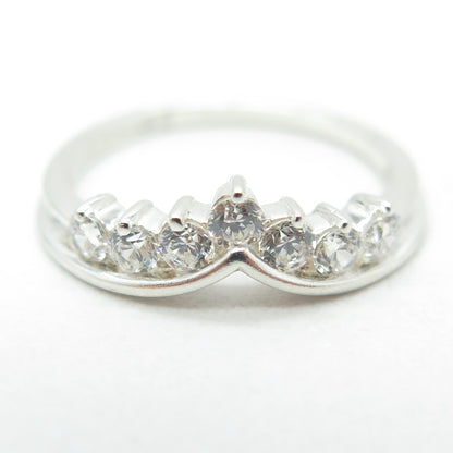 925 Sterling Silver Round-Cut C Z Tiara Ring Size 5.75