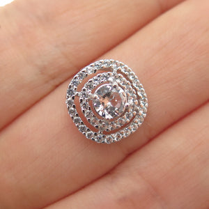 925 Sterling Silver Real Round-Cut White Topaz Mini Slide Charm Pendant