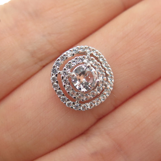 925 Sterling Silver Real Round-Cut White Topaz Mini Slide Charm Pendant
