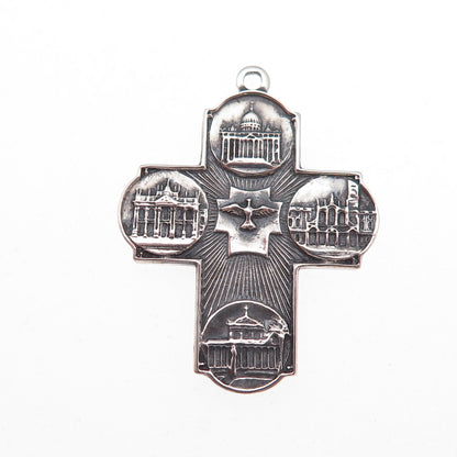 925 Sterling Silver Vintage Holy Year Jubilee 2000 Catholic Cross Charm Pendant