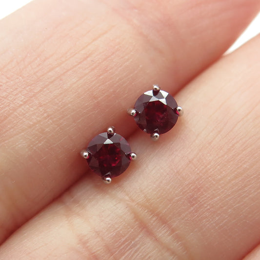 925 Sterling Silver Lab-Created Ruby Stud Earrings