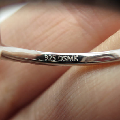 DSMK 925 Sterling Silver Lab-Created Pink Sapphire & C Z Ring Size 7.25