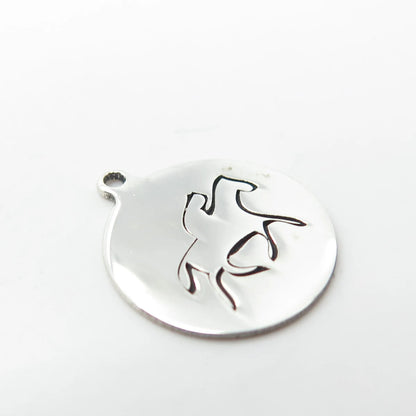 925 Sterling Silver USA Two In Town Racing Horses Charm Pendant