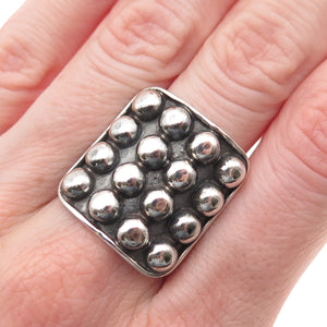 925 Sterling Silver Vintage Modernist Beaded Oxidized Ring Size 9
