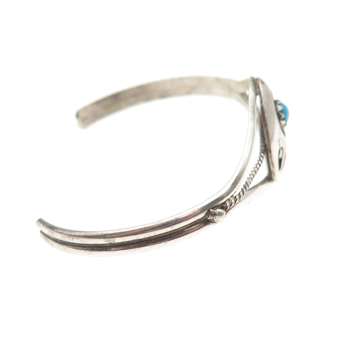 Old Pawn 925 Sterling Silver Vintage Turquoise Bear Paw Adjustable Bracelet 5"