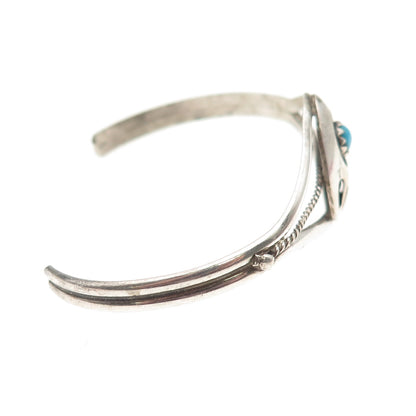 Old Pawn 925 Sterling Silver Vintage Turquoise Bear Paw Adjustable Bracelet 5"