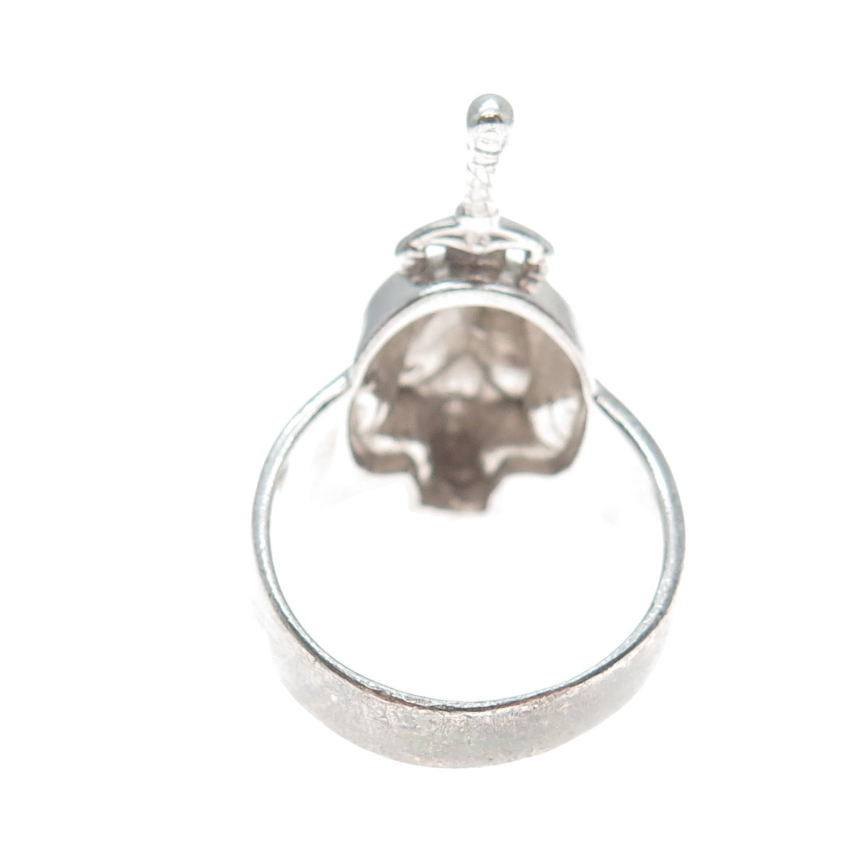 HARD JEWELRY 925 Sterling Silver Hallucinogenic Nightmare Skull Ring Size 9.25