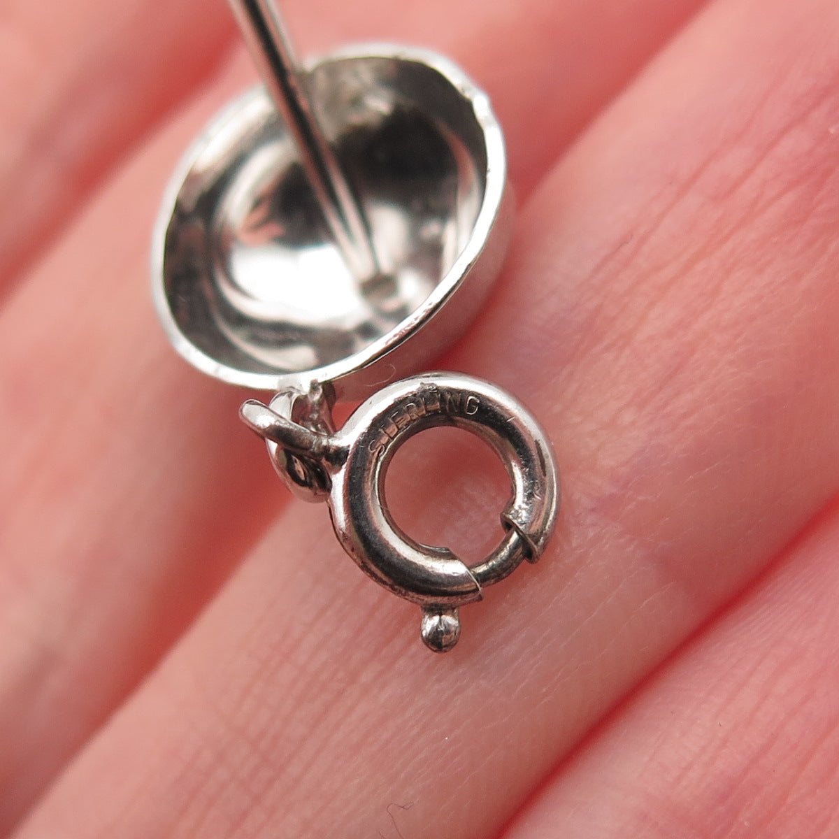 925 Sterling Silver Vintage Cocktail Glass Spring Ring Lock 3D Charm Pendant