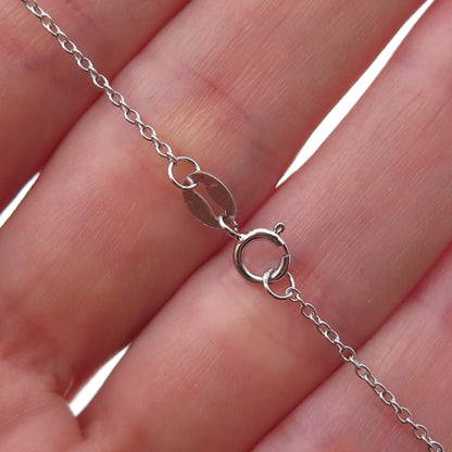 925 Sterling Silver Real Fire Opal & White Topaz Floral Cable Chain Necklace 18"
