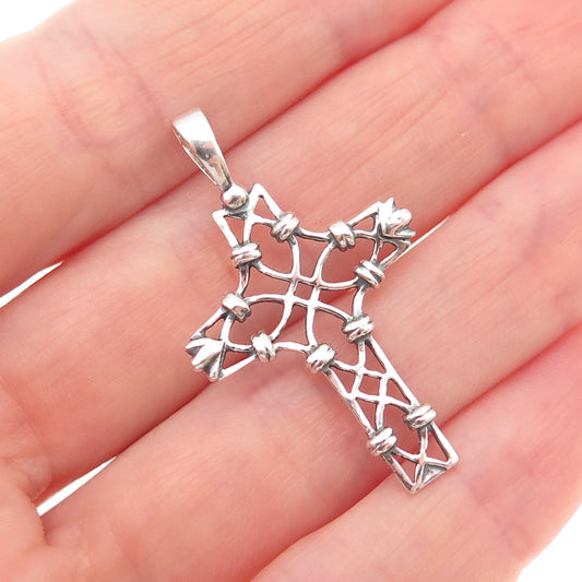 925 Sterling Silver Vintage Cross Ornate Charm Pendant