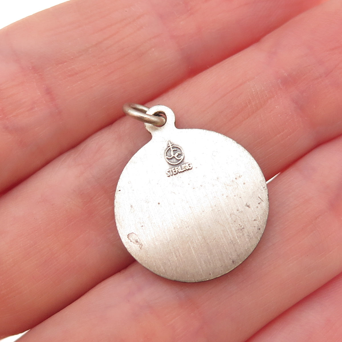 925 Sterling Silver Vintage Saint Anthony Religious Oxidized Charm Pendant