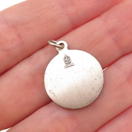 925 Sterling Silver Vintage Saint Anthony Religious Oxidized Charm Pendant