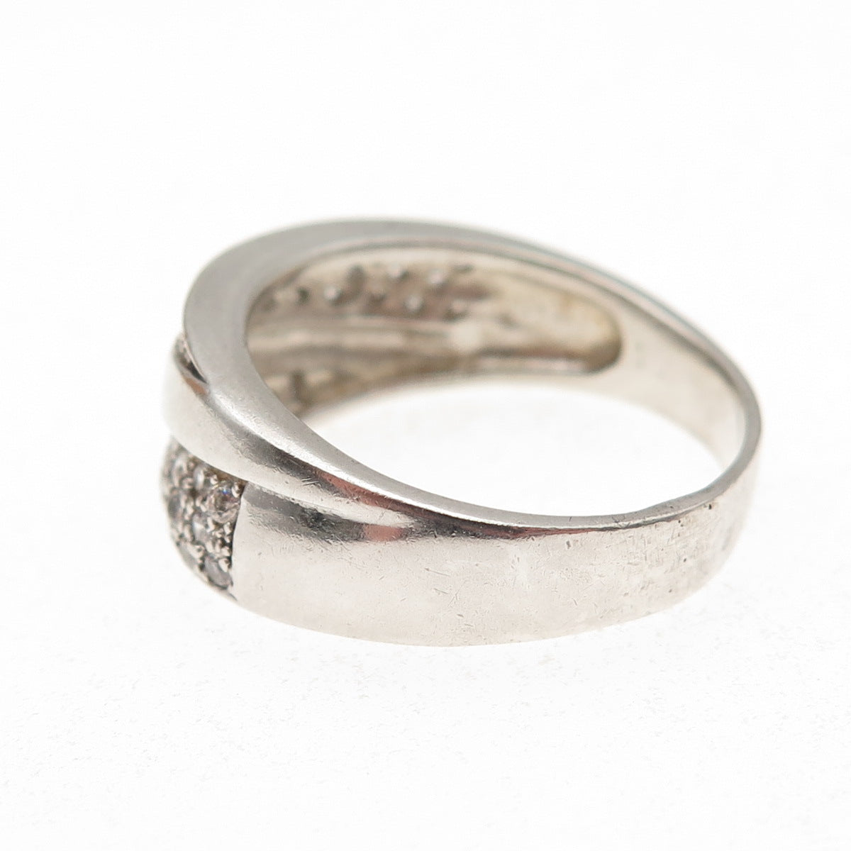 925 Sterling Silver Round-Cut C Z Modernist Ring Size 9.5