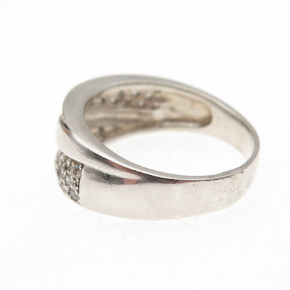 925 Sterling Silver Round-Cut C Z Modernist Ring Size 9.5