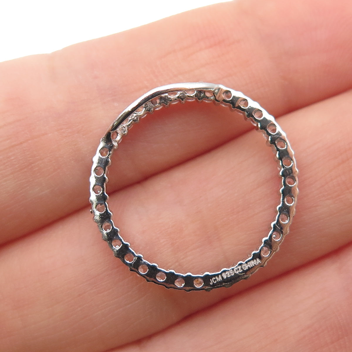 925 Sterling Silver Round-Cut C Z Circle of Life Mini Slide Charm Pendant