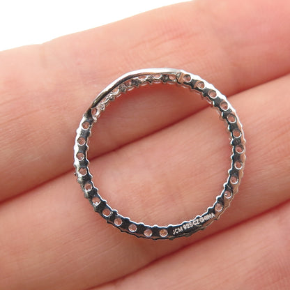925 Sterling Silver Round-Cut C Z Circle of Life Mini Slide Charm Pendant