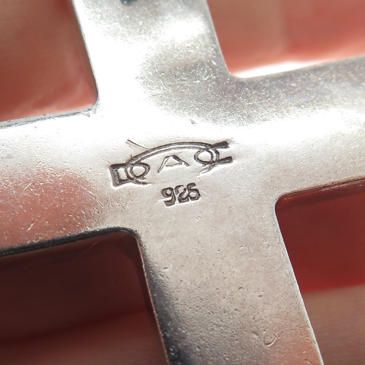 DAC Deborah Armstrong 925 Sterling Silver Vintage Cross Modernist Pendant