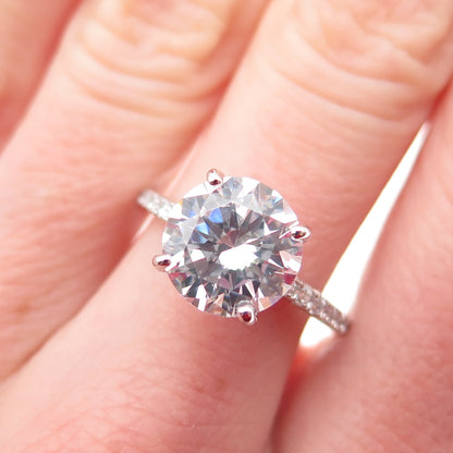 DSMK 925 Sterling Silver Round-Cut C Z Engagement Ring Size 7.25