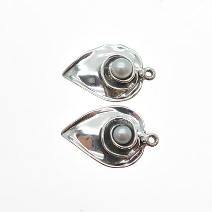 HAGIT GORALI Sterling Silver Vintage Israel Real Pearl Modernist Jacket Earrings
