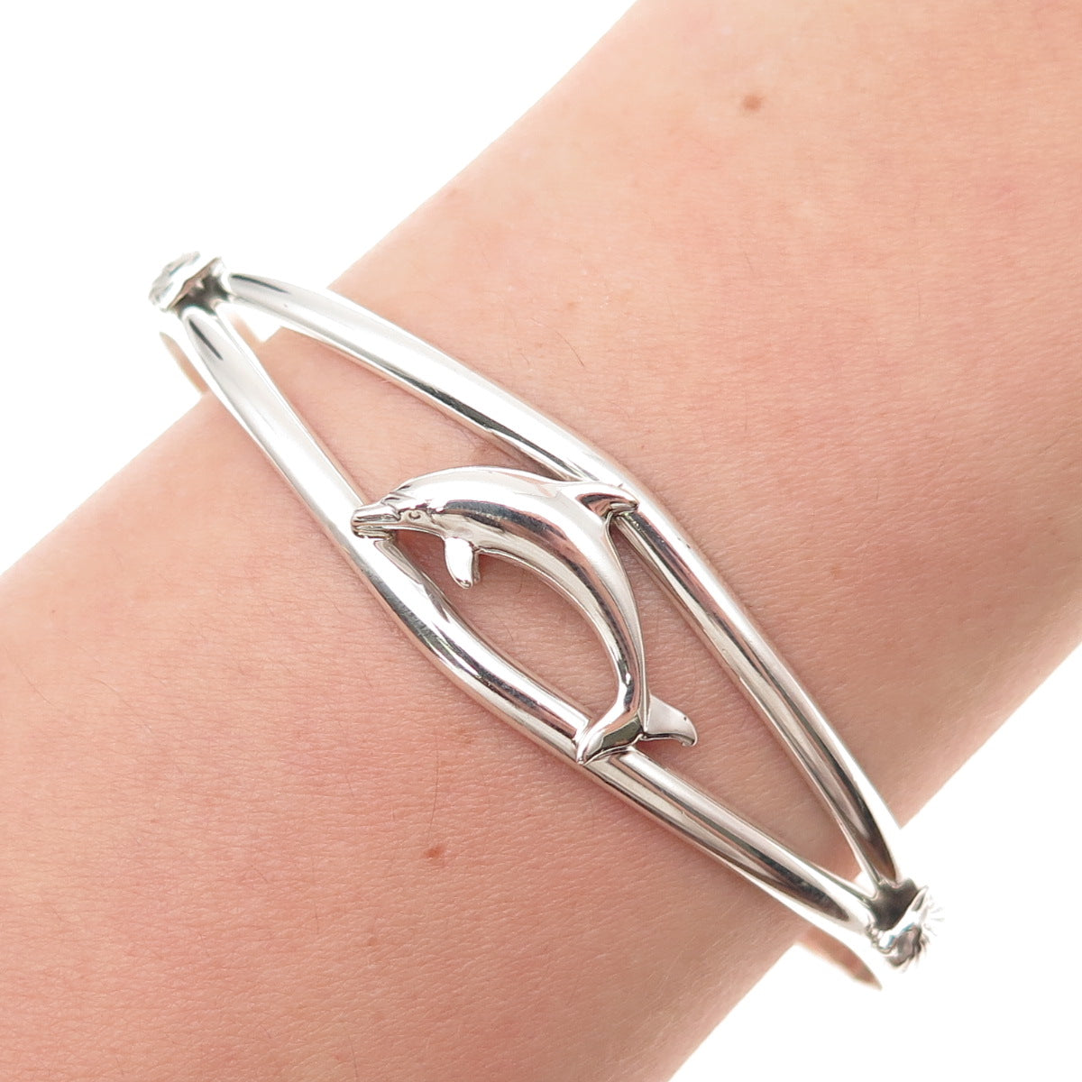 Carol Felley 925 Sterling Silver Vintage 1990 Dolphin Adjustable Bracelet 6.25"