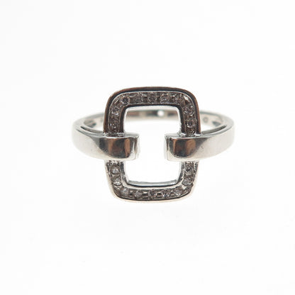 SAI 925 Sterling Silver Round-Cut C Z Letter O Interlocked Ring Size 7
